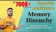 L-3.1: Memory Hierarchy in Computer Architecture | Access time, Speed, Size, Cost | All Imp Points