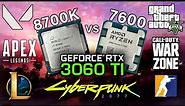 Intel i7 8700K vs Ryzen 5 7600 - RTX 3060 Ti - 10 GAMES BENCHMARK at 1080P: Time to Upgrade?