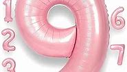 RainbowQ Party 9 Balloon Number 40 Inch for Boy or Girl Big Pink 0-9 Foil Mylar Large 9 Number Balloon Happy 9th Birthday Party Anniversary Decorations Supplies