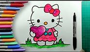 How to Color Hello Kitty Heart Step by Step Easy Coloring pages for Kids and Beginners