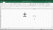 How to type Plus-Minus symbol in Excel workbook