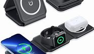 delpattern 3 in 1 Charging Station for iPhone, Magnetic Foldable Wireless Charger for iPhone 14 13 12 11/Pro/XS/XR,AirPods 3/2/Pro, Charger Dock Station for iWatch 7/6/5/4/3/2, Black