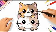 HOW TO DRAW TWO CUTE KITTENS KAWAII EASY 😻
