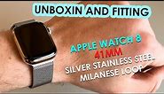 Apple Watch Series 8 (41mm) - Silver Stainless Steel & Milanese Loop | UNBOXING