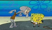 SpongeBob says goodbye to Squidward trying to get the pizza from SpongeBob