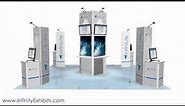 20ft Island Trade Show Display Booth with Center Tower and Corner Workstations