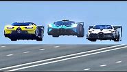 Bugatti Divo GTR vs Bugatti Bolide vs Bugatti Vision GT - Drag Race 20 KM