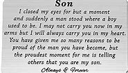 PLITI To My Son Wallet Card Proud of You Gifts I Closed My Eyes for A Moment Engraved Wallet Card for Son (closed eye son)