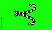 Animated retro style hand drawn candy canes design element. Isolated on Green Chroma Screen. Vintage Sugar Cane Black and White Design Element. Xmas vintage Gif Design. 4k animated design.