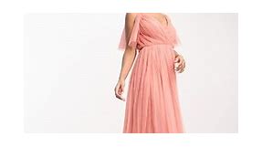 Anaya Bridesmaid v front back maxi dress in coral pink | ASOS