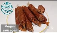 Homemade vegan sausages using vegetarian casings