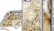 Silverback for iPhone 11 Case, Moving Liquid Holographic Sparkle Glitter Case with Kickstand, Bling Diamond Bumper Ring Stand Slim Protective Apple iPhone 11 6.1'' Case for Girls Women, Clear Gold