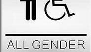 ZWIN All Gender Restroom Sign for Business ADA Compliant Braille Bathroom Sign 8.27" H x 5.9" W Unisex Handicap Toilet Door Sign with Self Adhesive Back, Brushed Surface Toilet Signage，Silver