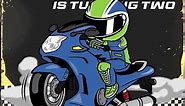 TWO fast motorcycle BIRTHDAY INVITATION