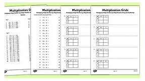 Multiplying 2 Digit Numbers by 2 Digit Numbers Using Grid Method Worksheet Pack