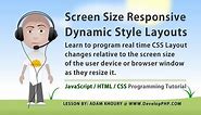 Window Size Responsive CSS Layout Stylesheet Change JavaScript Tutorial