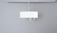 Progress Lighting 5-Light 21-1/2 in. Farmhouse Chandelier with White Textured Linen Drum Shade and Antique Bronze Light Cluster P4217-20