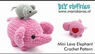 Mini Love Elephant Amigurumi tutorial - easy free crochet pattern for beginners - English