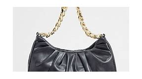 ASOS DESIGN ruched shoulder bag in black with chunky gold chain | ASOS
