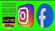 Instagram & Facebook 3D logo Green Screen 3D Logo Animation (Spin/Rotate Looping) 30fps