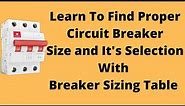 How to Calculate the Circuit Breaker Size ? | Breaker Sizing and Selection