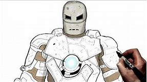 How To Draw Iron Man MK1 | Step By Step | Marvel