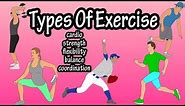 Different Main Types Of Exercises - Cardio, Strength Training, Flexibility, Balance And Coordination