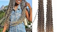 BLL Curly Braiding Hair For Boho Braids Ocean Wave Crochet Hair Human Hair Blend 2 Packs Deep Wave Long Wavy Braiding Synthetic Hair Extensions For Black Women (30 Inch(Pack of 2), T4/27)