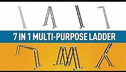Ladder 7 In 1 Multi-Purpose Extension Ladders Aluminium Step Ladder 530lbs