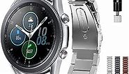 Intoval Band for Samsung Galaxy Watch 3 45mm / Watch 46mm / Gear S3 Frontier/Classic, Garmin Fenix 5/5 Plus/ 6/6 pro Premium Stainless Steel Bands with Link Adjustment Tool (22mm Strap, Silver)