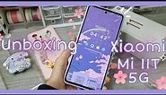🌌 Unboxing Xiaomi Mi 11T 5G Moonlight White🛍️ (+Case Accessories💜& Setting up tempered glass)🌸