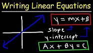 Writing Linear Equations Given Two Points In Standard Form & Point Slope Form