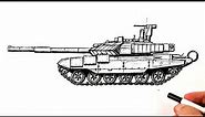 How to draw a Tank T-90 | Realistic tank drawing
