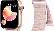 Nylon Sport Loop Bands for Apple Watch Band 38mm 40mm 41mm 42mm 44mm 45mm, Rose Pink Adjustable Stretchy Elastic Braided Strap Wristband Replacement for iWatch Series 9 8 7 6 SE 5 4 3 2 1 Women/Men