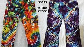 Experimenting with MrTieDye ~ Discharging Tie Dye Pants OWB & Re Dyeing them