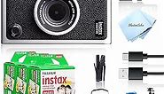 Fujifilm Instax Mini EVO Hybrid Camera (Black) Bundle with 60 Instant Film Sheets + 32GB Memory Card + Small Padded Case + SD Card Reader + Flex Tripod + BluebirdSales Microfiber Cleaning Cloth