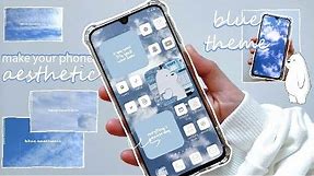 how to make your phone aesthetic | blue theme | plus wallpaper ideas | android phone