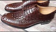 Men’s Shoes Genuine Crocodile Alligator Skin Leather Handmade Brown