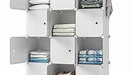 Closet Organizer, 12-Cube Storage with Doors, Closet Organizers and Storage, Cabinet Storage for Bedroom, Wardrobe, White