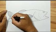 How to draw LARGE MOUTHED BASS FISH