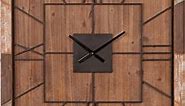 40" Oversized Square Distressed Wood Plank and Metal Square Wall Clock