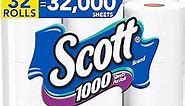 Scott 1000 Toilet Paper, 32 Rolls, Septic-Safe, 1-Ply Toilet Tissue , White