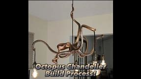 Octopus Chandelier Build Process. Copper, Twine and Fiberglass Resin Jelly Airbrushed Metallic