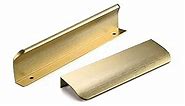 Satanga 5Pack Edge Finger Pull for Cabinets Kitchen Concealed Aluminum Flat Hidden Bar Pulls Drawer Pulls Easy to Install 4.72inch 120mm Overall Length Brushed Brass