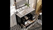 Eviva London 42 in. W x 18 in. D x 34 in. H Bathroom Vanity in Espresso with White Carrara Marble Top with White Sink TVN414-42X18ES