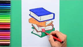 How to draw a stack of books