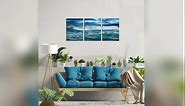 YeiLnm 3 Panel Ocean Waves Canvas Wall Art Blue Sea Paintings on Canvas Beach Seascape Pictures Wall Decor for Living Room Bedroom Decorations