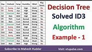 1. Decision Tree | ID3 Algorithm | Solved Numerical Example | by Mahesh Huddar