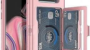 WeLoveCase Galaxy S10 Wallet Case Defender Wallet Credit Card Holder Cover with Hidden Mirror Three Layer Shockproof Heavy Duty Protection All-Round Protective Case for Samsung Galaxy S10 Rose Gold
