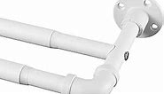 YeYeBest Industrial Double Curtain Rods for Windows 66 to 120 Inch, Telescoping Double Curtain Rods, Matte White Heavy Duty Curtain Rods Set, Adjustable Curtain Rods for Indoor and Outdoor, White